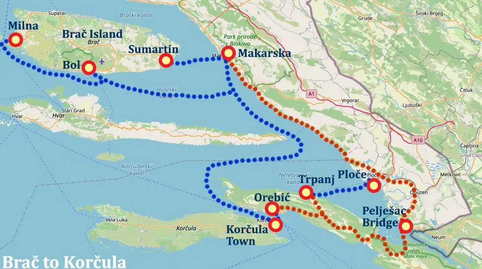 Brač a Korčula - Las mejores rutas - Korcula.net